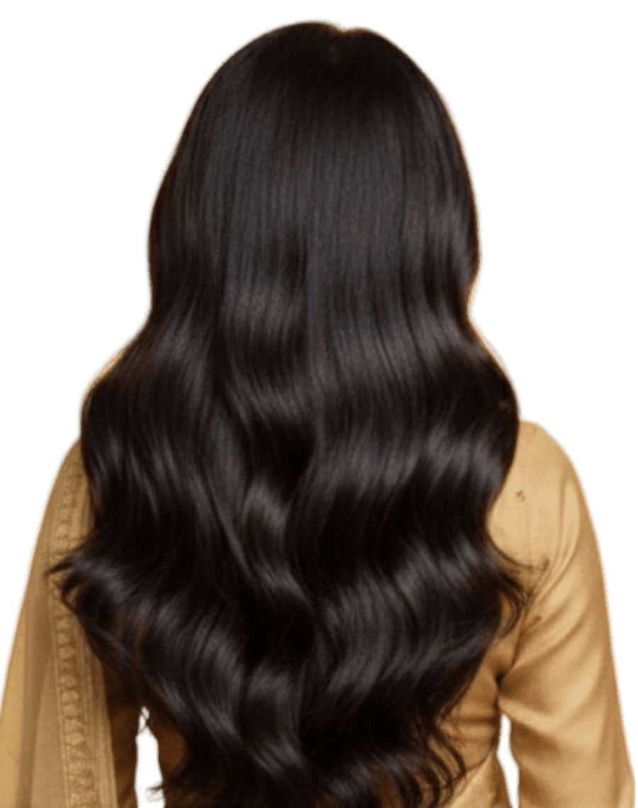 Person with healthy, shiny hair